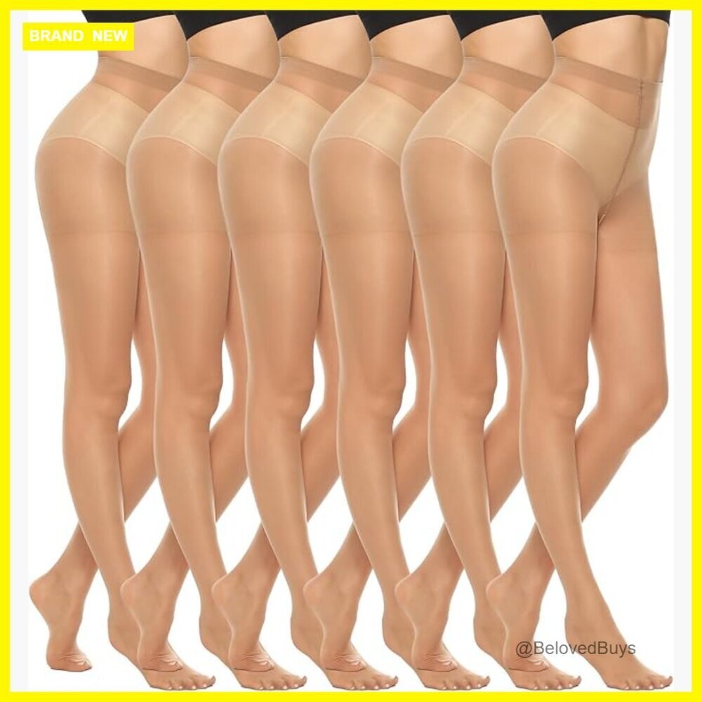 6 Pairs Ultra Thin High Waist Sheer Tights Medium Spandex Pantyhose